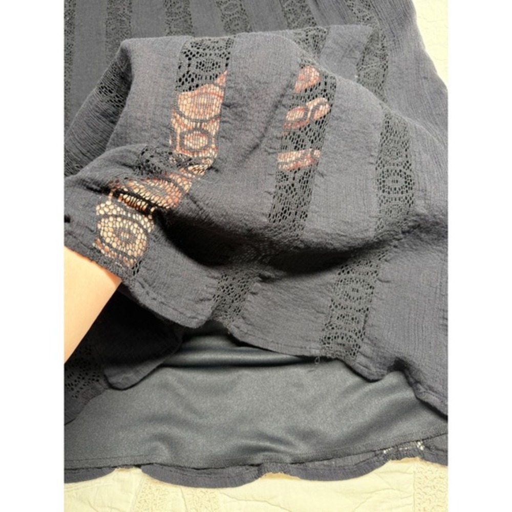 St. John's Bay Skirt Whimsigoth Black Crochet Lace‎ Cotton Gauze Festival Medium - Picture 7 of 7